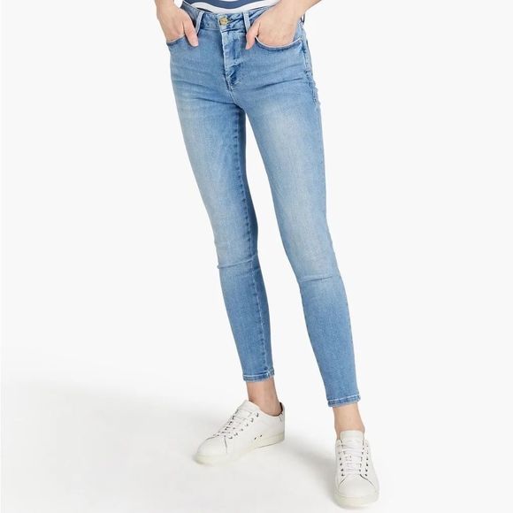 FRAME Le One Faded Mid-Rise Skinny Jeans